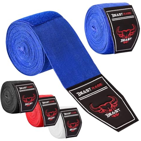 Beast Rage Box-Handbandagen,2,5/4,5 Meter, Kampfsport-Bandagen, Innenhandschuhe, Handgelenkstützgurte,Schlagen unter den Handknöcheln,schwere elastische Trainingstasche