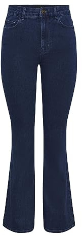 PIECES Damen Pcpeggy Flared Hw Jeans Db Noos Bc, Dark Blue Denim, S