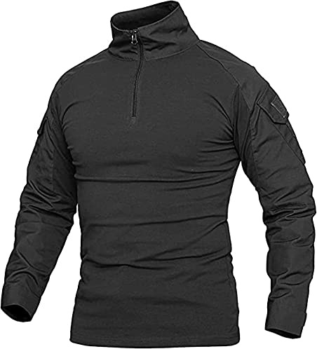 Uugood Combat Flecktarn Tactical Shirt - Military Langarm Camouflage Slim Fit Hemd for Paintball Airsoft Bundeswehr