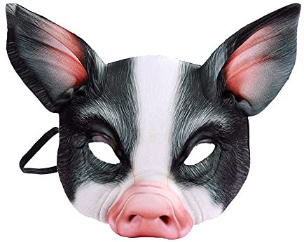 NewL Halloween 3D Tier Halbgesichtsmaske Maskerade Party Cosplay Kostüm für Damen und Herren (Schwein-1)