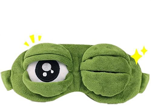 Nette Frosch Schlaf Augenmaske Grün Cartoon，3D Frosch Augenklappe Augenmaske, Schlaf lustige Kreative Cartoon Frosch Augenmaske Schlaf Reise Maske