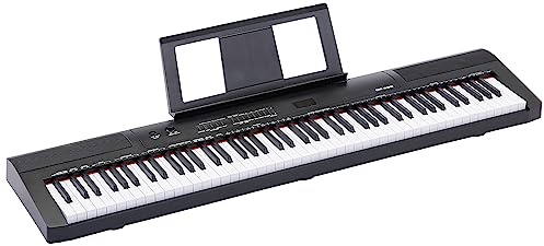 Amazon Basics 88 Semi-Weighted Keys Portable Digital Piano with Sustain Pedal, 2 Speakers, 140 Timbres, 200 Rhythms, 16 Demo Songs, Metronome, Lesson Mode, Black