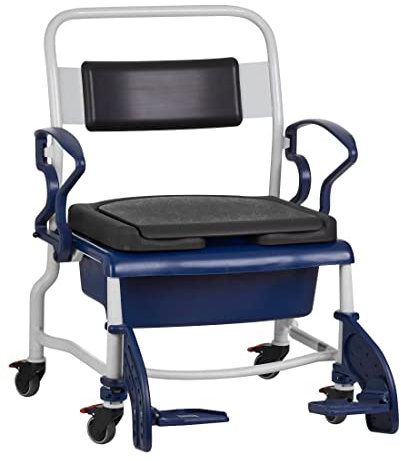 FabaCare Multifunktions-Rollstuhl Malta, Duschstuhl für Senioren, Sitzbadewanne, Bidet, Duschrollstuhl mit Armlehnen, Fußstützen, gepolsterter Sitz, Badestuhl bis 130 kg