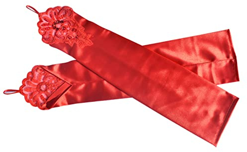 COSFAN Frauen Hoo k Fingerhandschuhe,Lange Satinhandschuhe,Retro Flapper Handschuhe,Ellenbogenlange Handschuhe für Opera Prom Abend Party