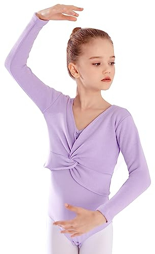 Kiench Mädchen Ballettjacke Langarm Gymnastik Tanztops Baumwolle Ballettkleidung