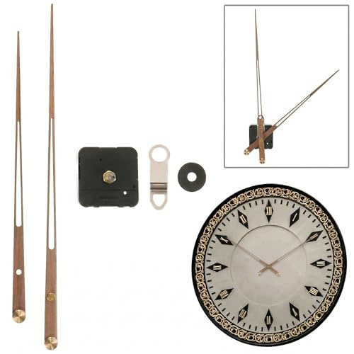 DOITOOL Uhrwerk mit XXL Zeiger - 33cm Lange Holzzeiger für Große Wanduhren - Hohes Drehmoment Mechanismus 20mm Schaft - Schwarzes Walnuss Set für Dickes DIY Epoxidharz Ziffernblatt