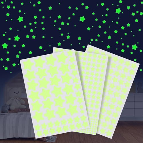 Quelcc Stelle Fluorescenti Adesive da Parete e Soffitto - 452 Pezzi Autoadesive Luminose - Decorazioni per Cameretta Bambini