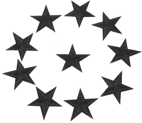 HOODANCOS 10 Stück Fünfzackige Stern Stickerei Aufnäher Schwarz 4X4Cm Bügelflicken Für Kleidung Reparatur Jeans T-Shirts Diy Bastelprojekte Dekoration