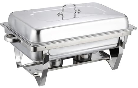 NISMIA Edelstahl warmhaltebehälter, Chafing Dish Profi Set, Mahlzeit Chafing Dish, für Catering, Buffet und Party,Silber,A