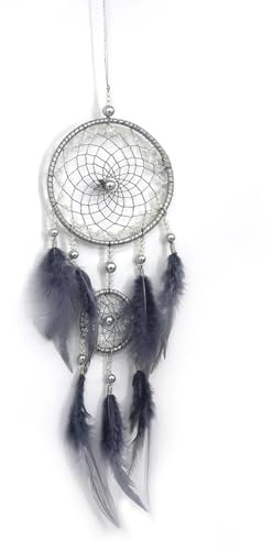 Dream Catchers for Bedroom, Small Dream Catcher Kit Boho Wall Hanging Decor Handmade Dreamcatcher for Art Ornament Gift Wedding Holiday Decorations (Grey)