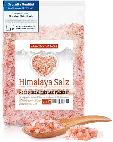 HIMALAYA Salz, grobe Körnung 750g - ORIGINAL aus Punjab Pakistan | Rosa Steinsalz 2-4mm für die Salzmühle oder als Badesalz. MEERBACH & ROSE – Qualität aus Deutschland