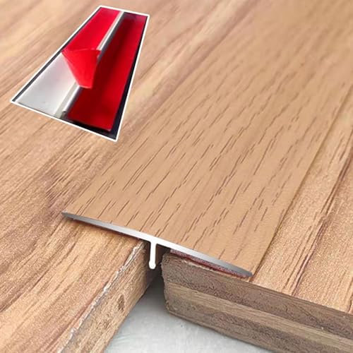 Oracra Übergangsprofil Selbstklebende Übergangsdichtungsleiste, 4 cm Breite T-Profilleiste mit Holzmaserung, Teppich zu Fliesen/Holz zu Teppich, Metall-Bodenfugenabdeckungsleisten(Style6)