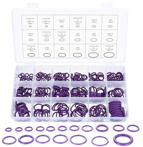 270 STK Dichtungsringe Set, O Ring Sortiment, Grün O-Ringen, Gummi Dichtungen O Ringe Kit, 18 Größen Gummi Unterlegscheiben Dichtungssatz für Sanitär Wasserhahn Autos Hydraulik Plumbing Dichtungen