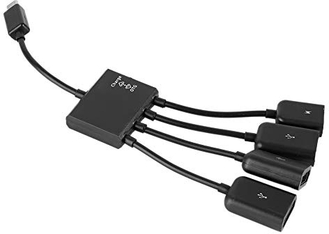 TIKATARER Hub Micro USB, Câble OTG Adaptateur Micro USB avec Performances Stables ABS Noir pour OTG et Alimentation