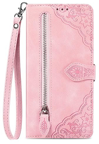 NEXCURIO Handyhülle für Google Pixel 9 / Pixel 9 Pro 5G Hülle Klappbar mit Kartenfäch Ständer Klapphülle Schutzhülle Leder Wallet Flip Case Cover Tasche Handytasche Stoßfeste - Rosa