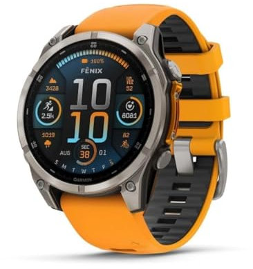 Garmin Amoled Smartwatch Fenix 8-47 mm | Bis zu 29 Tage Akkulaufzeit | Die ultimative Smartwatch mit integrierter LED-Taschenlampe, Gesundheitsüberwachung