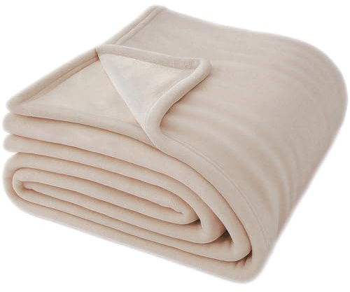 Heubergshop Kuscheldecke Fleecedecke in 150x200cm - Beige (150x200cm-Beige) | Wohndecke, flauschig Ganzjahresdecke, weich warm und waschbar, Warme Winterdecke, Sofa Decke, Bettüberwurf