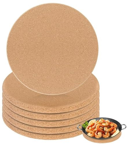 WANDGU 6er 19cm Korkuntersetzer Runde: Topfuntersetzer Kork 1 cm Dick, Topfuntersetzer Hitzebeständig Abwaschbar Hitzebeständig für Pfannen, Pflanzen, Küchenoberflächen, Wasserkocher