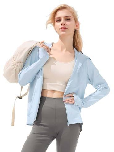 BENEUNDER Cooling Women's UPF 50+ Sun Protection Lightweight Hoodie Jacket Long Sleeve Active Sun Shirts for Outdoor Workout