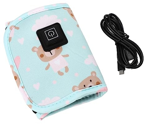 USB Babyflaschenwärmer Grün, 1 Stück, Tragbare Hülle | Compound Velours, Hält Milch Warm, für Neugeborene und Säuglinge, Praktische Ausführung für Unterwegs