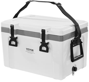 VEVOR 26 QT Hard Cooler with Ice Retention, Heavy-Duty Handles and Strap, Lightweight Rigid Material Insulated Portable Cooler, Suitable for Family Picnics and Short Trips