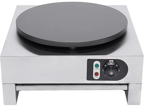 Crepera eléctrica comercial for tortillas y blintzes, de 40 cm y 3000 W, con control de temperatura ajustable y luz indicadora LED, incluye espátula de madera.