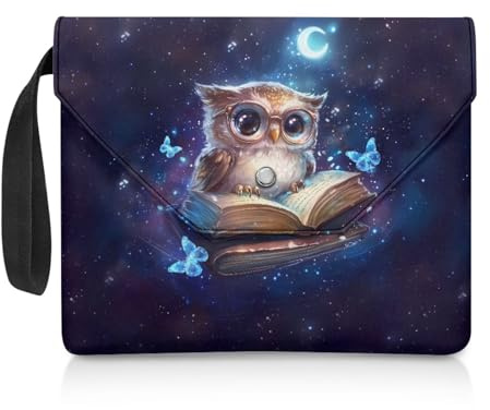 ZIATUBLES Buchhüllen, 30 x 24 cm, Taschenbuchtasche für Buchliebhaber, Buchhalter, Organizer, Vintage Eule Schmetterling Mond, Einheitsgröße