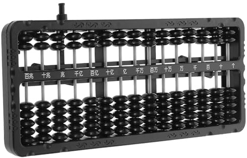 Boulier Chinois Noir 15 Tiges 7 Perles en Plastique pour Apprentissage | Réinitialisation Rapide Touche, Outil de Calcul Mental Facile à Apprendre, Jeunes Élèves