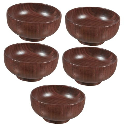 PRETYZOOM 5 Pezzi Ciotola di legno anti-scintilla insalatiera e posate insalata portafrutta piccole ciotole cucina cucine japanese food scodella ciotola per il pane in legno Coffee
