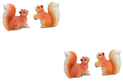 TOYANDONA 2 Series Mini Ardilla Decorativa para Jardín Micro Paisaje De Peluche Decoración De Pared Ardillas Color Naranja 2 Piezas*2