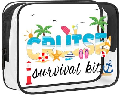 yaozeio Cruise Theme Makeup Bag Pouch for Women Girls Waterproof Summer Transparent Toiletry Bag for Wife Mom Christmas Birthday Gifts for Girlfriend Clear Beach Travel Organizer Cruise Gift