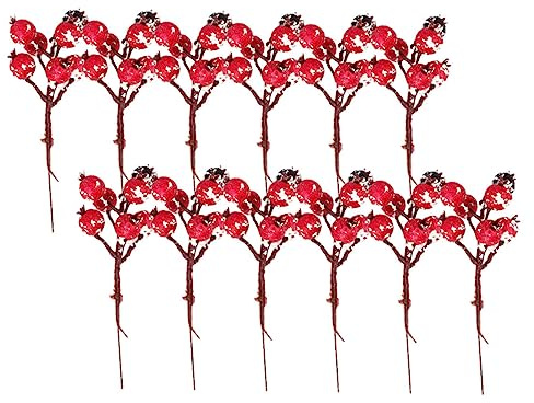 Alipis 12 Stück Teiliges Künstliche Granatapfelzweige Realistische Deko für Vase Langlebige Frostbeständige Pomegranate Stems für Büro Hochzeit Innen und Außendekoration