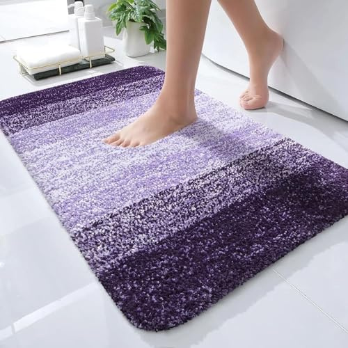 Badematten & Badteppiche Gradient Lila Super Weich Mikrofaser Badezimmerteppich rutschfeste Waschbar Badteppich Saugfähig Badvorleger Badewanne und Toilette