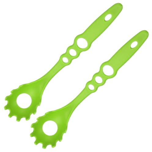 QUARKZMAN 2 Cucchiai Per Pasta Con Denti, Cucchiaio Per Pasta In Nylon Antiaderente Resistente Al Calore, Pinze Colino Con Fori Di Misurazione Cucina Ristorante, Verde