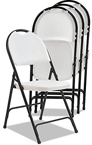 Alera CHAIR001 Molded Resin Folding Chair, Supports Up to 225 lb, 4 Pack, White/Dark Gray