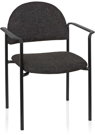 hjh OFFICE 704331 Silla de confidente XT 700 Tela Gris, Silla visitante con reposabrazos, tapizadas, Respaldo ergonómica, Apilable