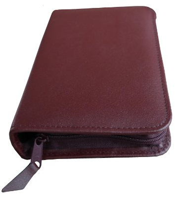 Butzon & Bercker Buchhülle Leder mit Reißverschluss, Weinrot, Buchumschlag Lederhülle