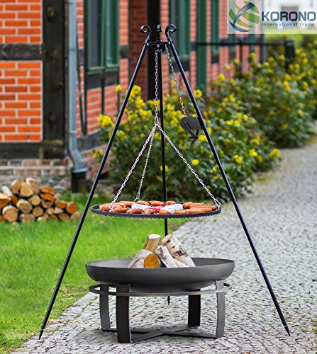 Set - Schwenkgrill 1,80m mit Kurbel incl. Ø70cm Grillrost und Ø80cm Feuerschale 347
