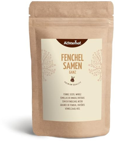 Fenchelsamen ganz 1000g | ganze Fenchel Samen | Fencheltee | milder, süßlicher Geschmack | ideal zur Zubereitung von Nudelgerichten, Aufläufen & wärmenden Tees | vom Achterhof
