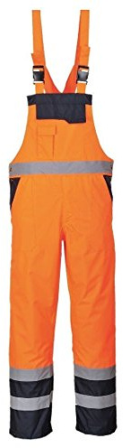 Stormway Men's Hi Vis Contrast Bib and Brace Waterproof Ulined Workwear Dungarees Overall Orange/navy X-Large