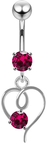 Monster Piercing Bauchnabelpiercing Schmuck aus 925er Sterlingsilber mit rotem Zirkonia-Stein, Spirale, Kristall, Zirkonia