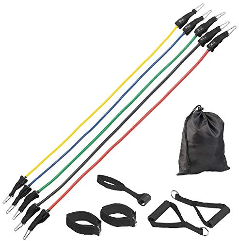 Pearl Sports Fasce di Resistenza Porta: Set da 5 Pezzi Fasce di Resistenza, Maniglie, Cinghie per i Piedi e ancoraggi per Porte, 4,5-22 kg (Fitness Nastri, Bande Fitness Porta, Bande)