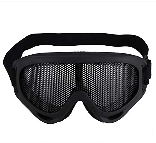 Tbest Taktische Schutzbrille Mesh Airsoft Jagd Schutzbrille Stahllinsen Sonnenbrille Augenschutzbrille mit Verstellbarer Kopfband für taktisches Militär CS Game Shooting