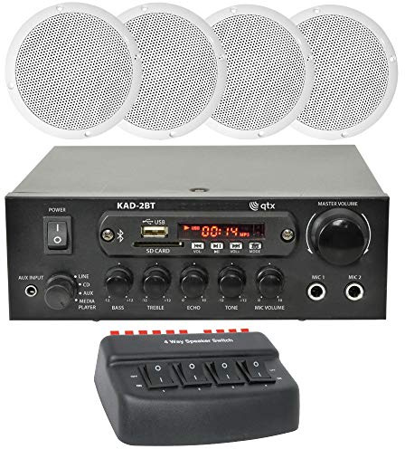 ADCB LTD New Cafe Restaurant Home Bluetooth Amplifier Ceiling Speaker System Kit - 2,4,8 Works With Google Home & Amazon Alexa