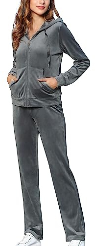 MessBebe Womens Velour Tracksuits Set Sweatsuit Hoodie Top and Jogging Pants Casual Loungewear 2 Piece Sportswear XXL