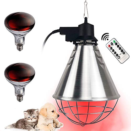 DFGENLY Wärmelampe Tiere, Heizstrahler Hängend Wärmelampe Rotlichtlampe/Gelbes Licht, Wärmelampe Hühnerstall Küken Einstellbare Temperatur, Heizlampe für Tierheizung im Winter