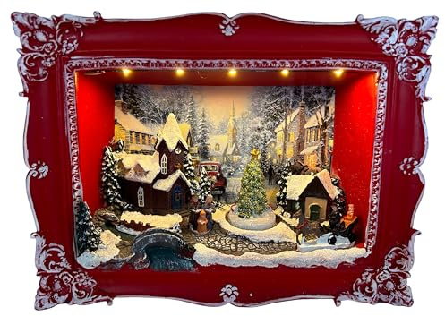 abc HOME | Wandbild Winterszene & Spieluhr | Weihnachten | LEDs | Melodie | 21 cm H