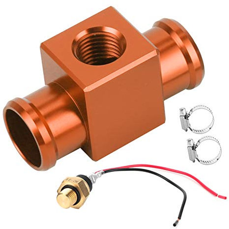 Interruptor de temperatura, termostato de aleación de aluminio Interruptor de temperatura del agua Sensor de temperatura del ventilador del refrigerante para motocicleta ATV Vehículo (naranja)
