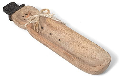 Moritz Skulptur Schneemann Deko Nussschale I Schälchen | 49 cm Lang I für Nüsse Süßigkeiten Schokolade I Tischdeko I Dekoartikel aus Holz I Wohndeko modern I Weihnachtsdekorationen innen