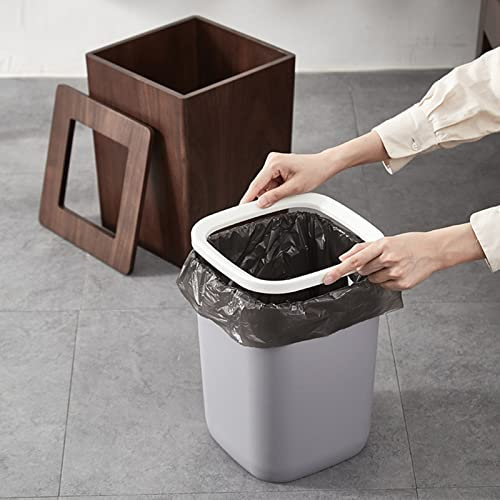 CL-ZZZ Papelera de Papel de Desgaste Simple, Papelera de Basura con Tapa, Basura de Basura de Madera con Papelera de Basura de plástico, Papelera de Papel de desecho con Anillo de presión